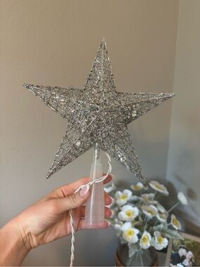 Glittery Silver Star Tree Topper